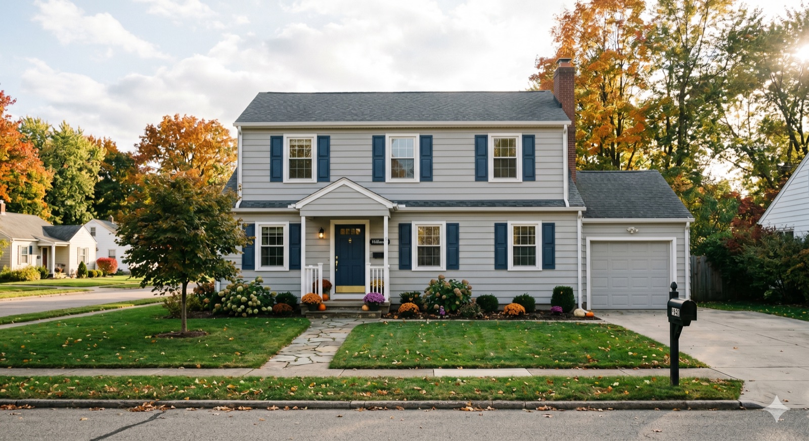 Two-story colonial after second-floor addition